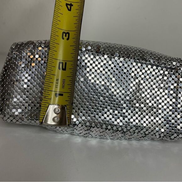 COPY - KATE LANDRY silver metallic mesh rhinestone evening purse formal event - Picture 3 of 15